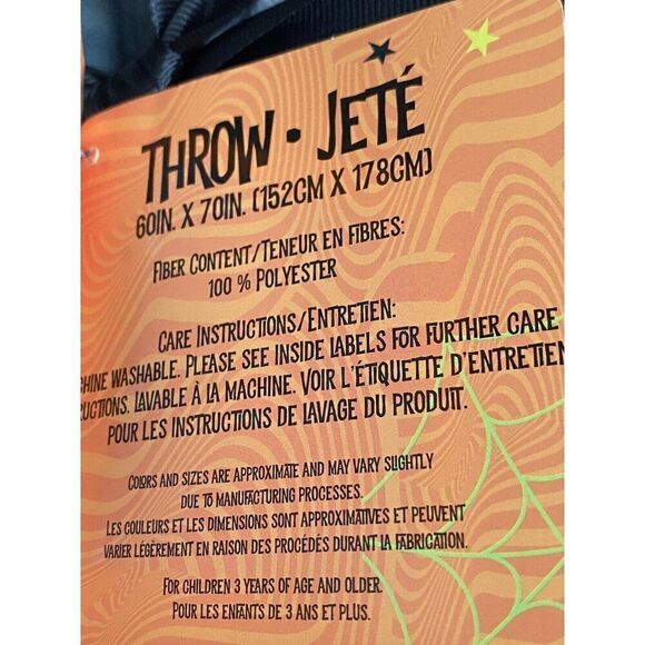 Disney Stitch Halloween Bats Dark Gray Soft Plush Throw Blanket 60” x 70” NEW - Picture 5 of 12